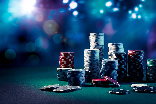 Close-up of Caribbean Stud Poker betting zones and ante circle